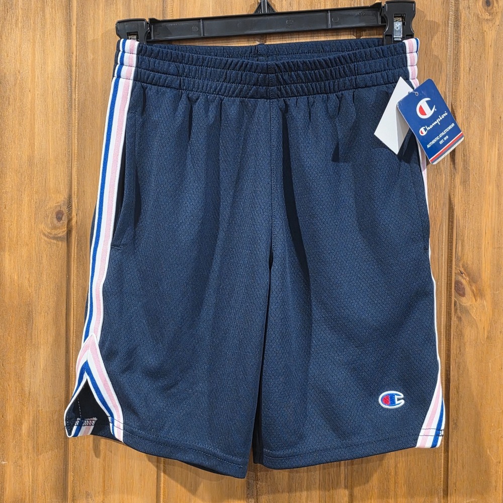 NWT Champion Authentic Athletic Shorts Womens Small Navy Blue Pink Candy Mesh